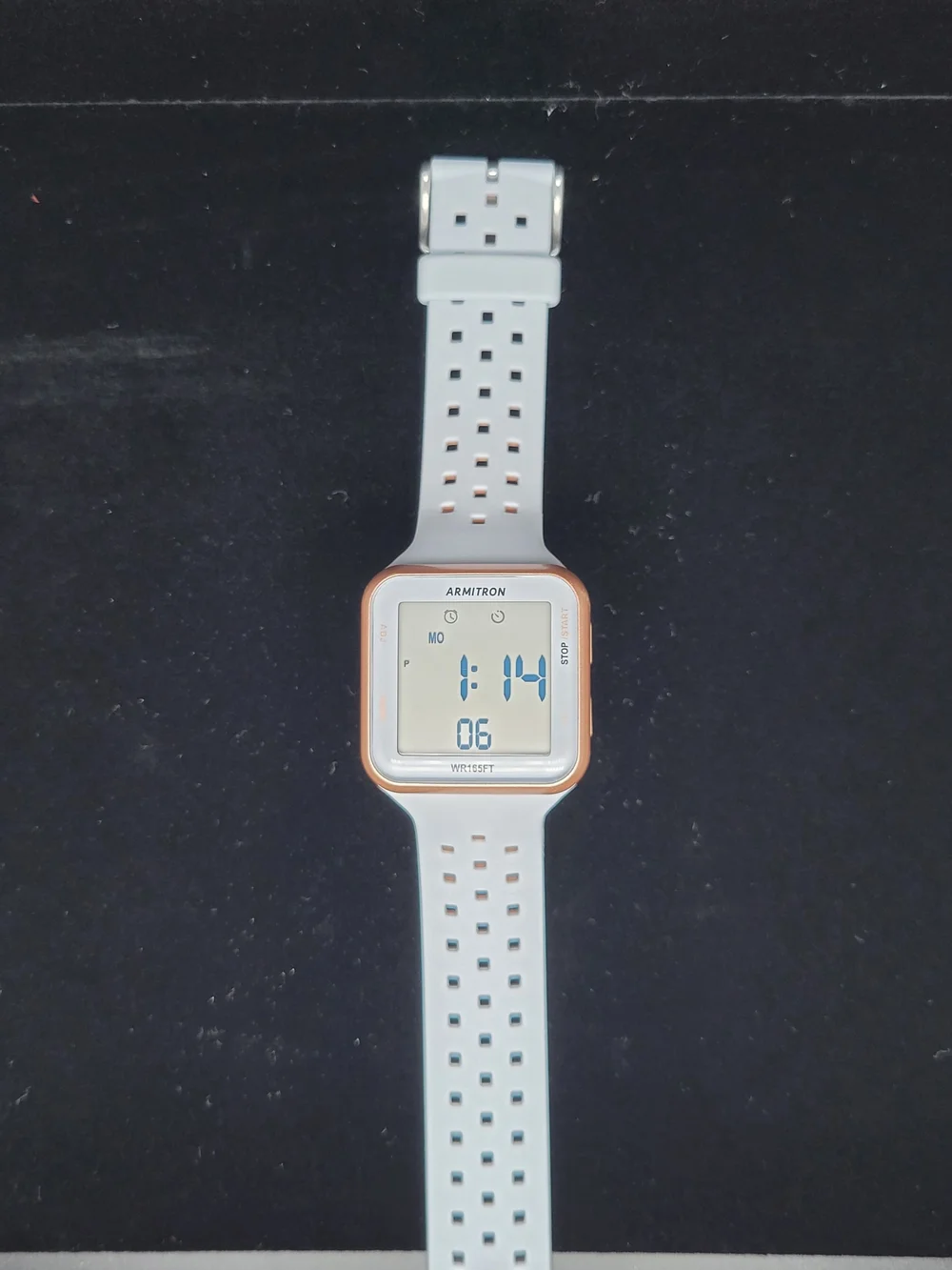 Armitron White Digital Watch with Rose Gold Bezel